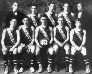 Coach Nathaniel Cartmell and the 1910-11 men's basketball team