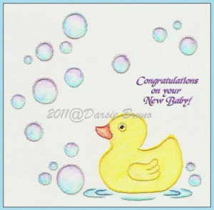 Baby Rubber Ducky Embroidery Pattern for Greeting Cards by Darse