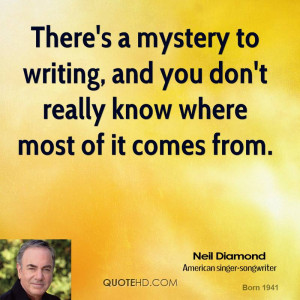 There's a mystery to writing, and you don't really know where most of ...