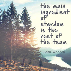 ... main ingredient of stardom is the rest of the team.” — John Wooden