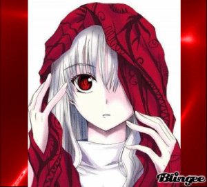 anime girl with red eyes and white hair