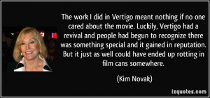 The work I did in Vertigo meant nothing if no one cared about the ...