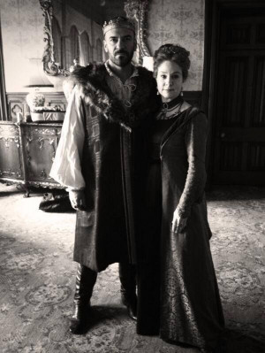... Henry II) and Megan Follows (Queen Catherine) on the set of Reign