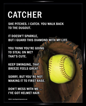 Softball Pitching Quotes Sayings Framed softball catcher 8x10