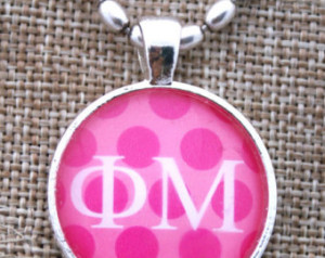 Sorority Jewelry Pendant - Pink Phi Mu Greek House Letters Sorority ...