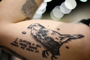 bird, calvin and hobbes, poetry, tattoo, tattoos, truth