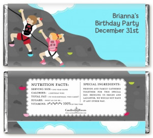 Rock Climbing - Personalized Birthday Party Candy Bar Wrappers