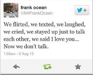 Now we don't talk.....