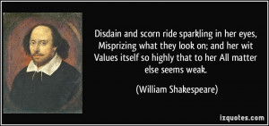 Disdain and scorn ride sparkling in her eyes, Misprizing what they ...