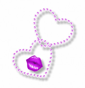 animated purple hearts lips