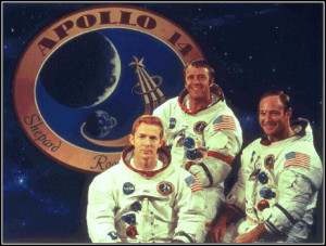 ... Alan Shepard (center) became the first man to golf on another planet