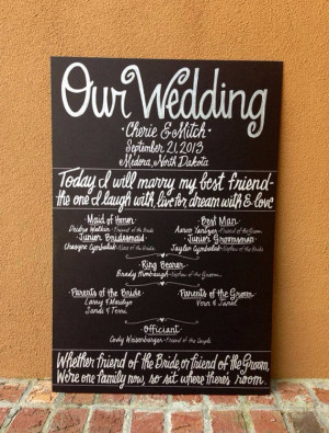 ... POSTER signage wedding ceremony program party menu engagement shower