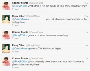 haha lol a little fight on twitter between Ricky and Connor :P