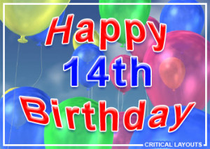 number 14 birthday balloon