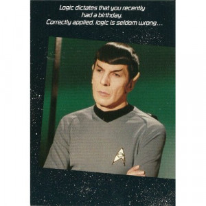 1985 STAR TREK SPOCK BELATED BIRTHDAY GREETING CARD WITH ENVELOPE
