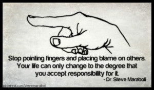 Stop pointing fingers and placing blame on others. Your life can only ...