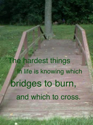... bridges. We may choose not to cross them but don't burn them. #quotes
