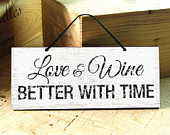 ... Sign with Love & Wine Saying in Black and White. Wine Sign. Moder