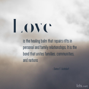 Feeling the security and constancy of love from a spouse, a parent, or ...