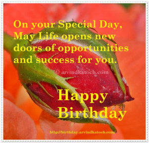 ... Birthday Card on Success and Opportunities (With Red Rose Bud Picture
