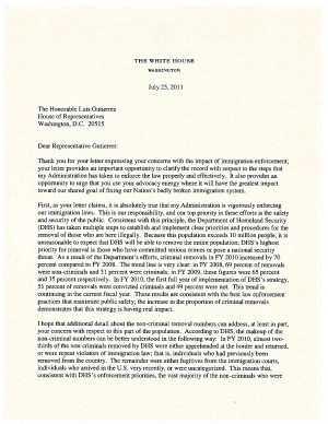 11 07 25 Barack Obama Letter To Luis Gutierrez On Deportations picture