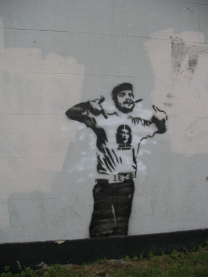 Stencil Painting Of Fidel Castro Wearing Che Guevara Shirt picture