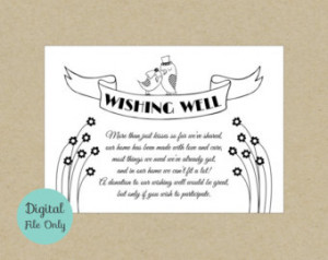 Wedding Wishing Well Card - Design #1-2 - Love Birds and Flowers ...