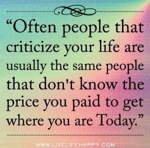 Don't internalize criticism...