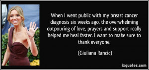 ... heal faster. I want to make sure to thank everyone. - Giuliana Rancic