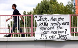 football widow has placed banner on an overpass above the A41 in ...