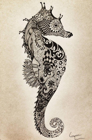 ... Tattoo, Cool Tattoos, Seahorses Tattoo, Seahorse Art, Seahorse Tattoo