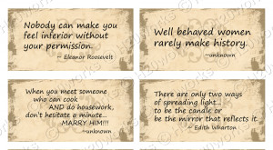 ... quotes sayings from women or about women in neutral tan parchment on