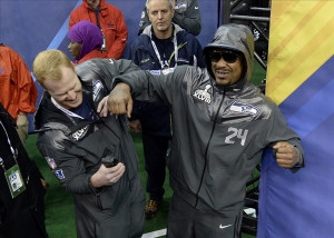 , 2014; Newark, NJ, USA; Seattle Seahawks running back Marshawn Lynch ...