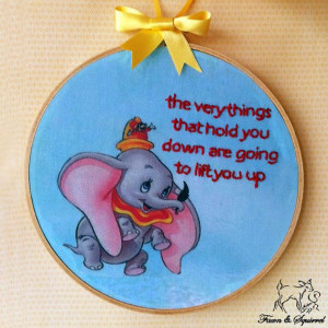 Dumbo - Handmade Illustrated Embroidered Quote Hoop Nursery Decor Wall ...