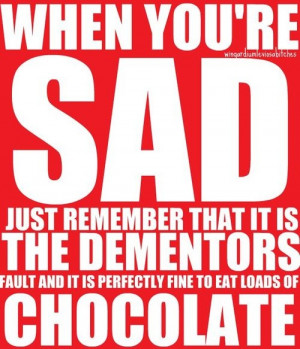 chocolate, dementors, funny, harry potter, sad