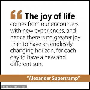 The joy of life comes from our encounters with new experiences, and ...