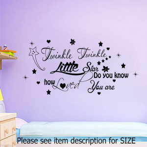 Twinkle Twinkle Stars Little Star Baby Wall Sticker Quote Nursery ...