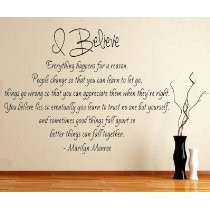 Marilyn Monroe Quote - I Believe Vinyl Wall Decal 23 Inch (Black)