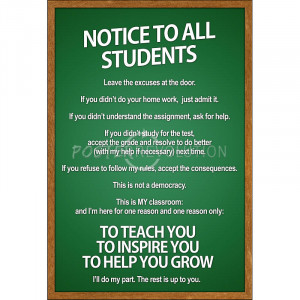Notice to all Students Classroom Rules Poster - 13x19