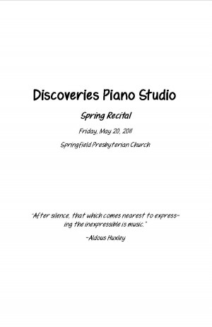 Something else I always include at the end of the program is a list of ...