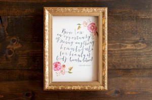 print- Floral print with Emerson quote in hand painted lettering ...