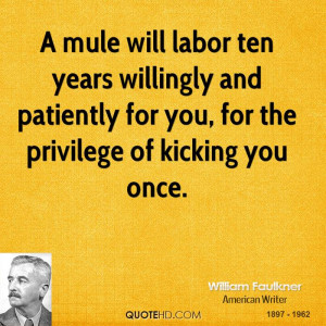 mule will labor ten years willingly and patiently for you, for the ...