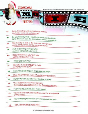Christmas Movie Trivia Game - Which Movie Matches the Quote?