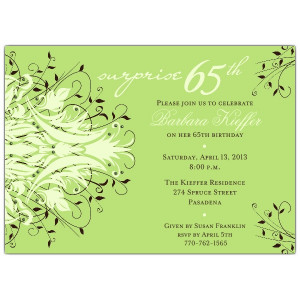 Andromeda Green Surprise 65th Birthday Invitations
