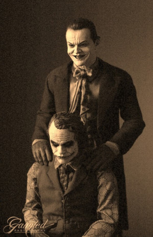 Jack Nicholson And Heath Ledger As The Jokers
