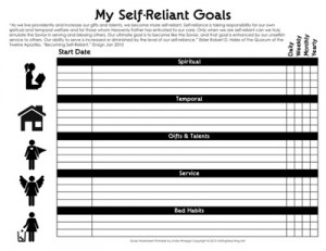 Self-Reliant Goals Sheet