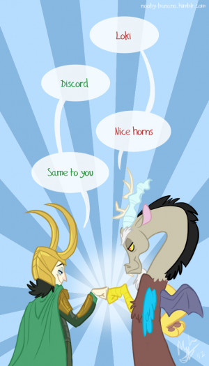 ... pony Thor friendship is magic chaos loki avengers horns Discord god of