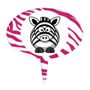 cute_zebra_on_pink_zebra_animal_print_zoo_gifts_cake_topper ...