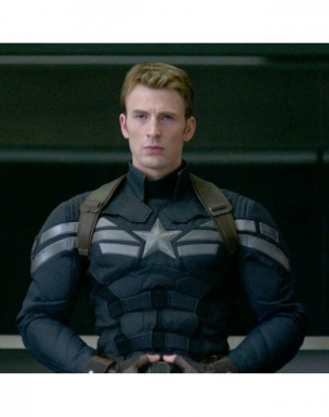Home Captain America 2 Costume | Chris Evans Blue Leather Jacket