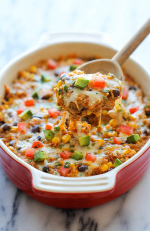 light casserole filled with quinoa, black beans, and cheese that you ...